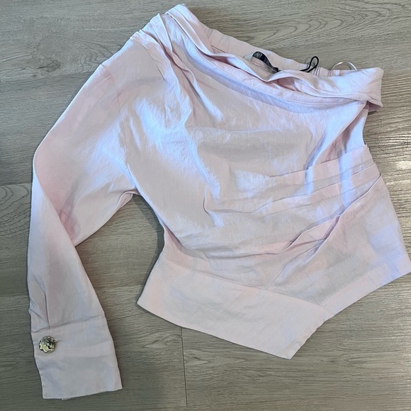 Zara asymmetrical  One Shoulder Pink Top Size Medium - Picture 4 of 10